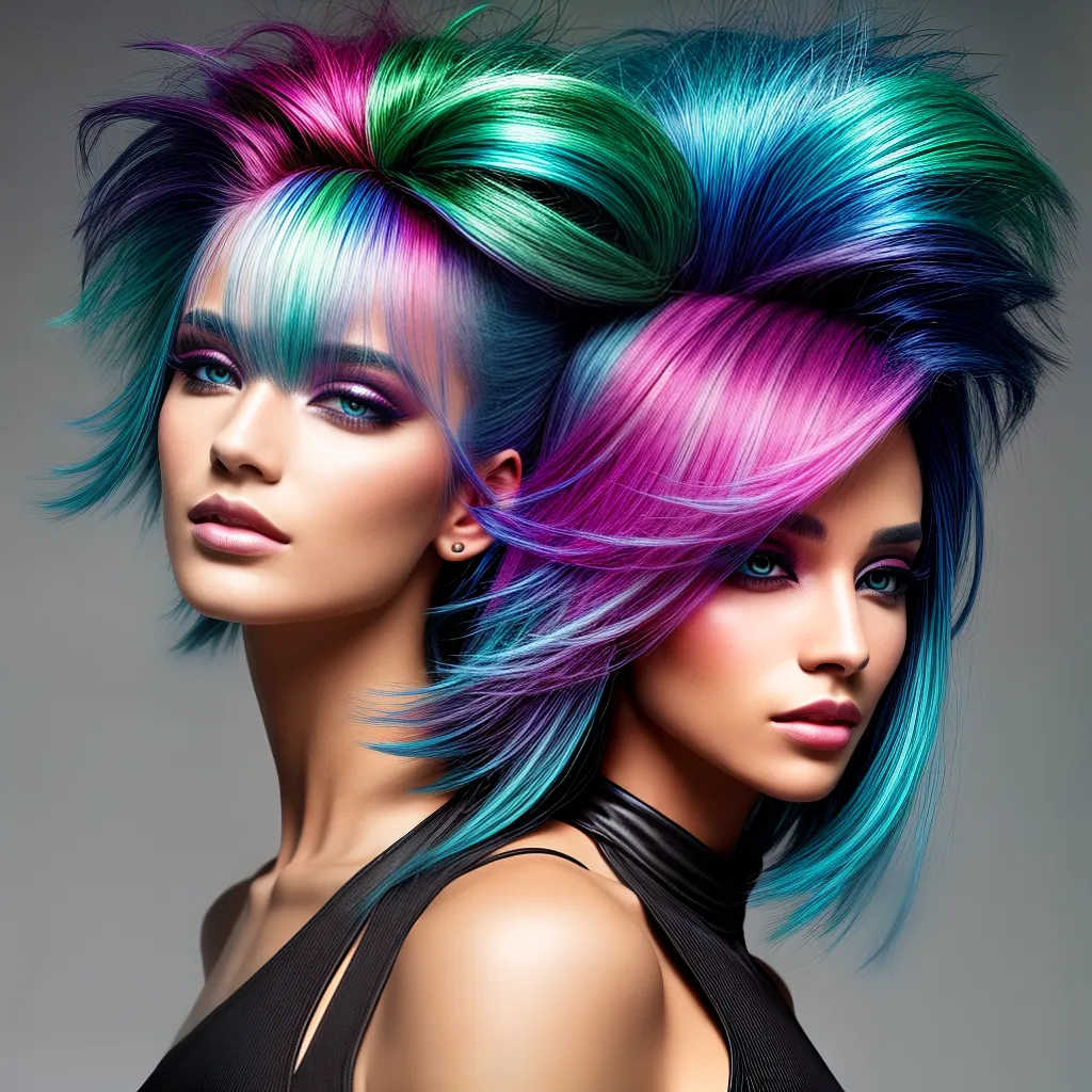 cabelo futurista metalico neon 2024