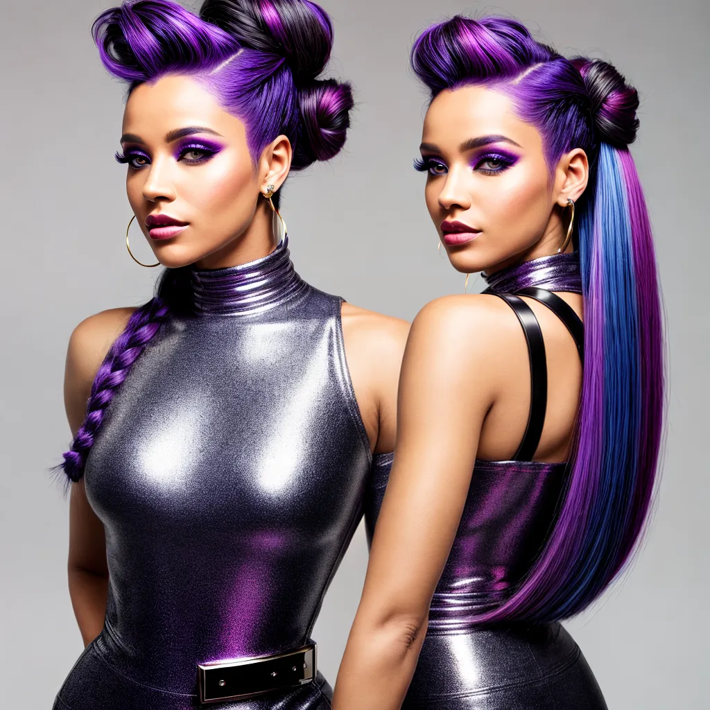mulher cabelo roxo futurista 2024