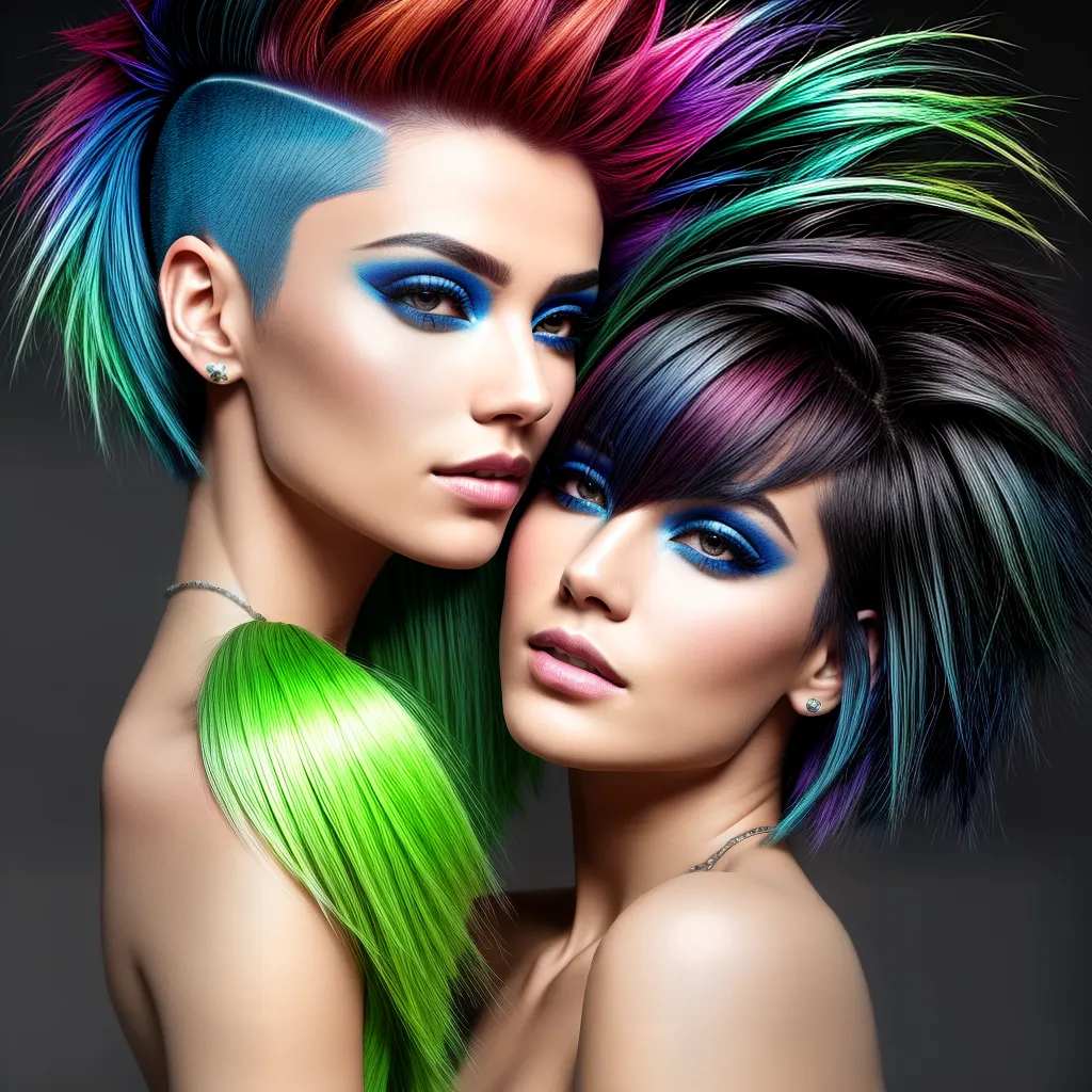 corte pixie neon geometrico