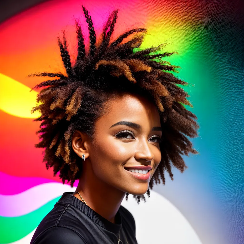 mulher cabelo liso faixa bolinhas neon