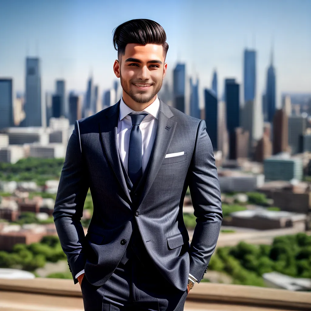 homem estiloso sorriso barba cidade