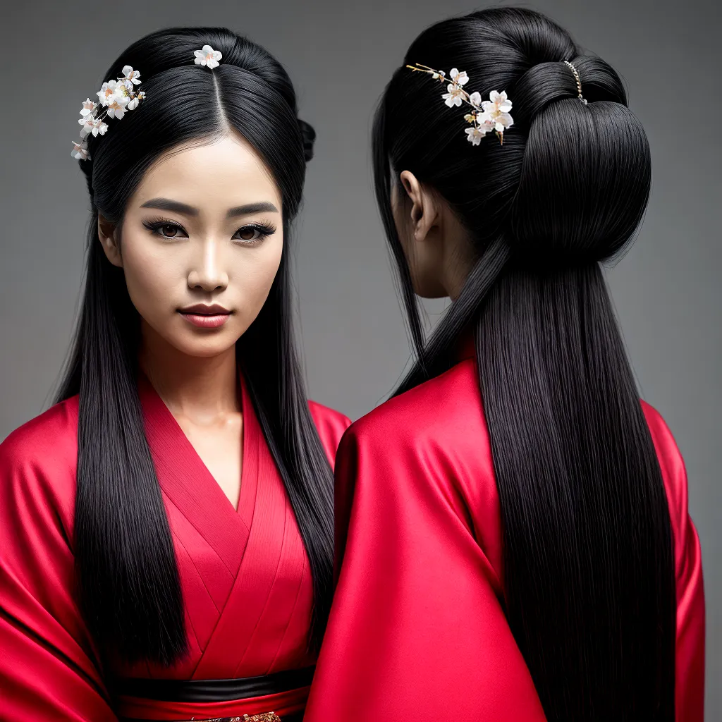 mulher japonesa kimono cabelo penteado cherry blossom mulher japonesa kimono cabelo penteado cherry blossom