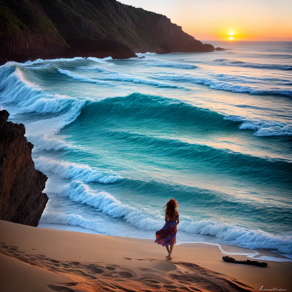 mulher sorridente chapeu vestido praia