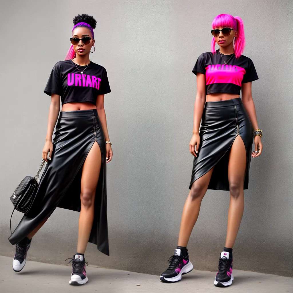 moda urbana futurista 2024 saia neon
