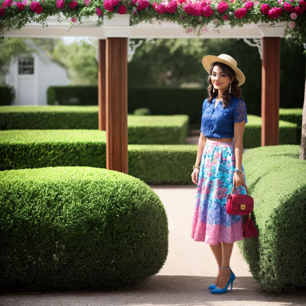 mulher floral skirt jardim romantico