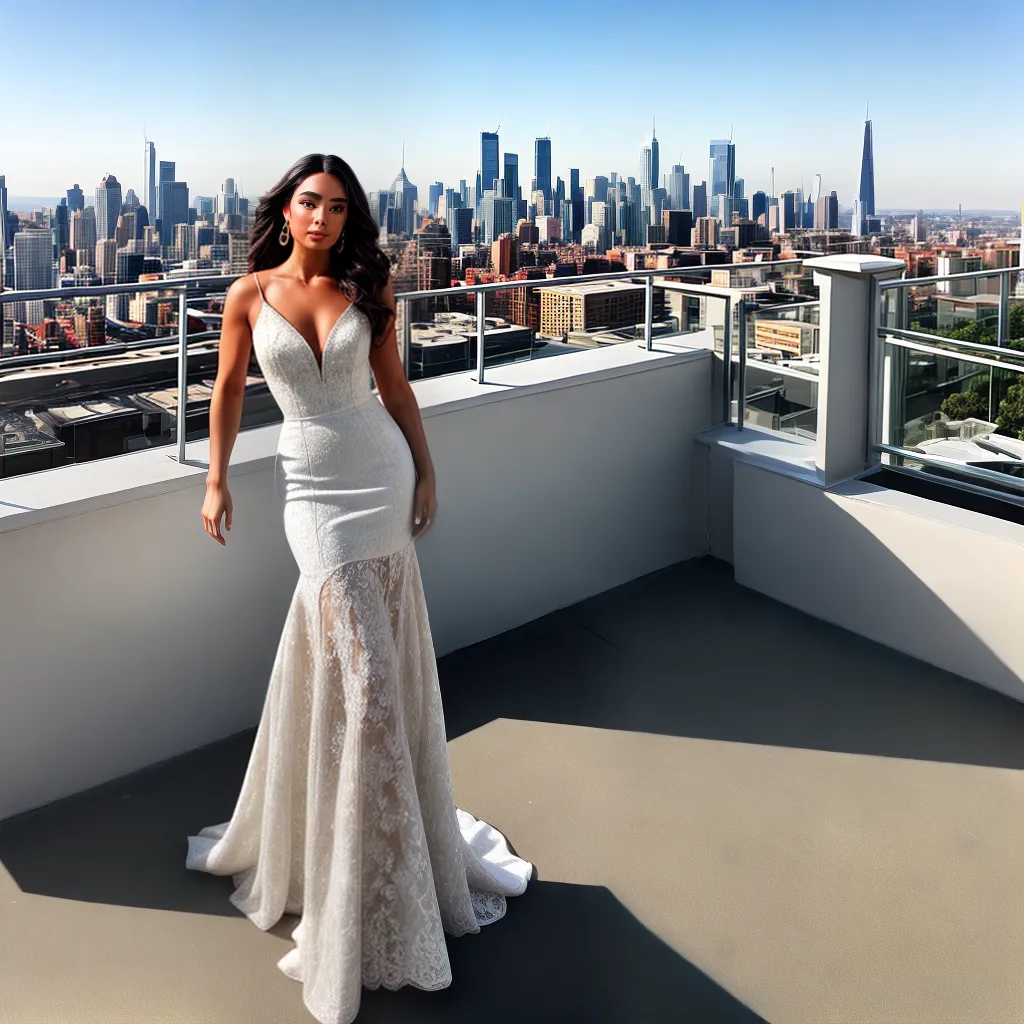 mulher elegante vestido lace cidade