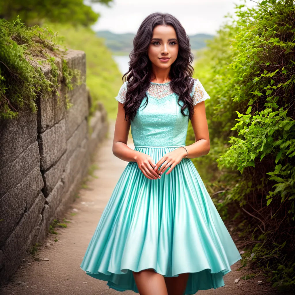 mulher elegante vestido pastel jardim