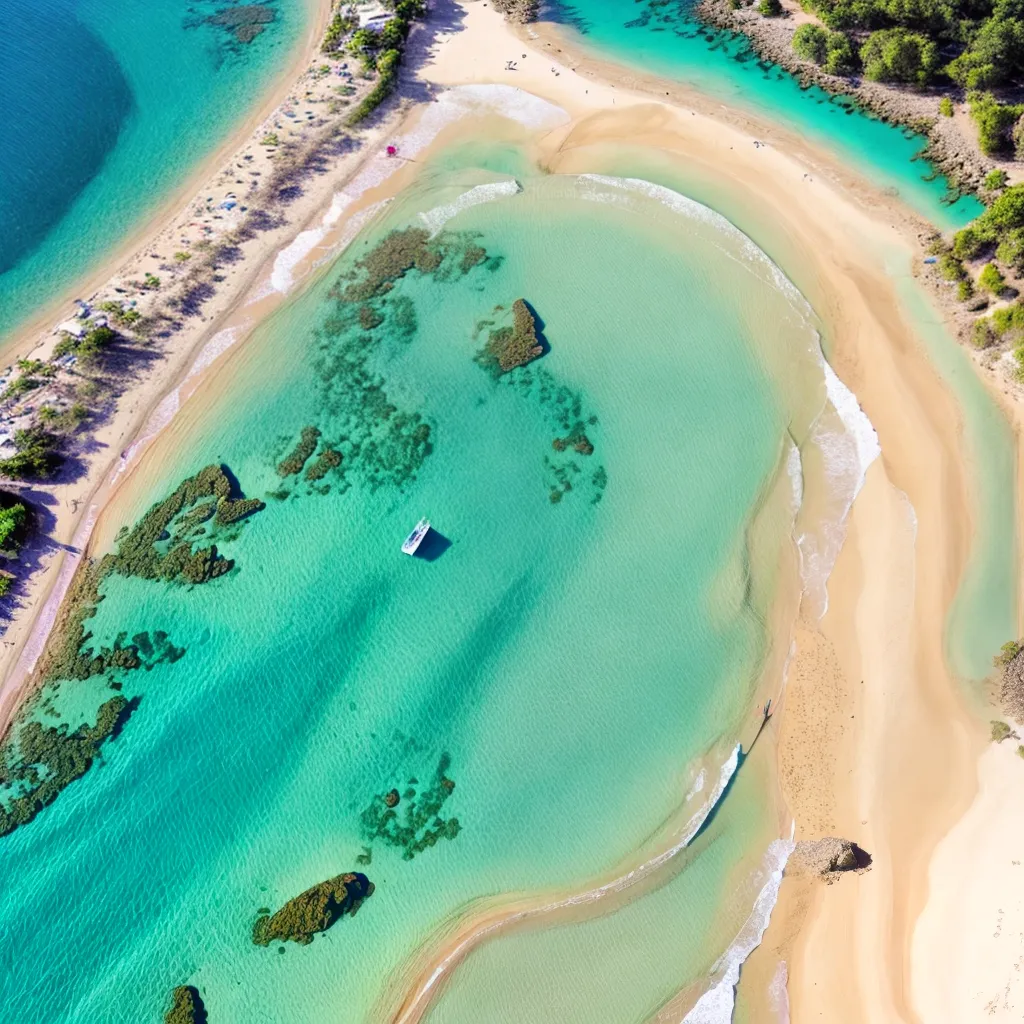 praia ceu azul areia delicada