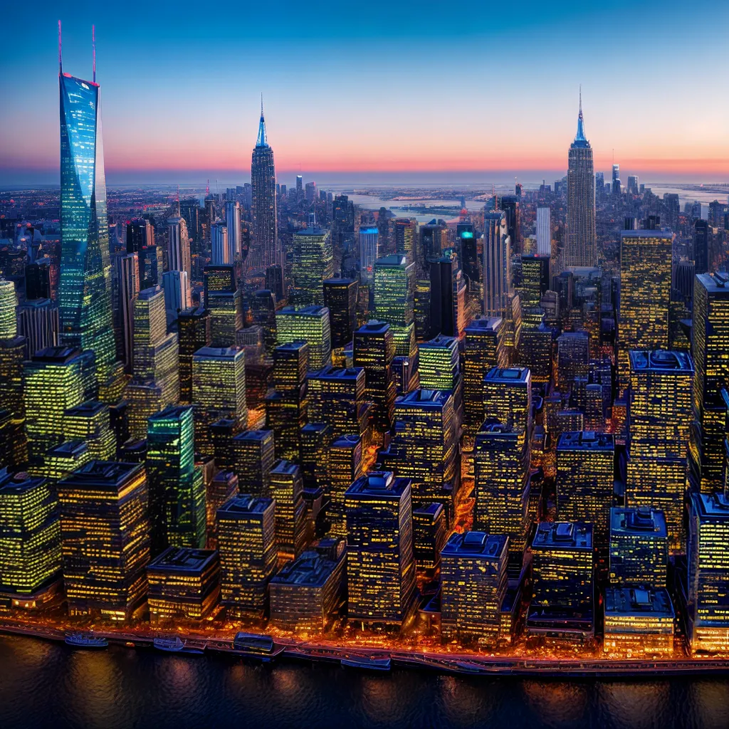 cidade futurista anoitecer skyscrapers moda
