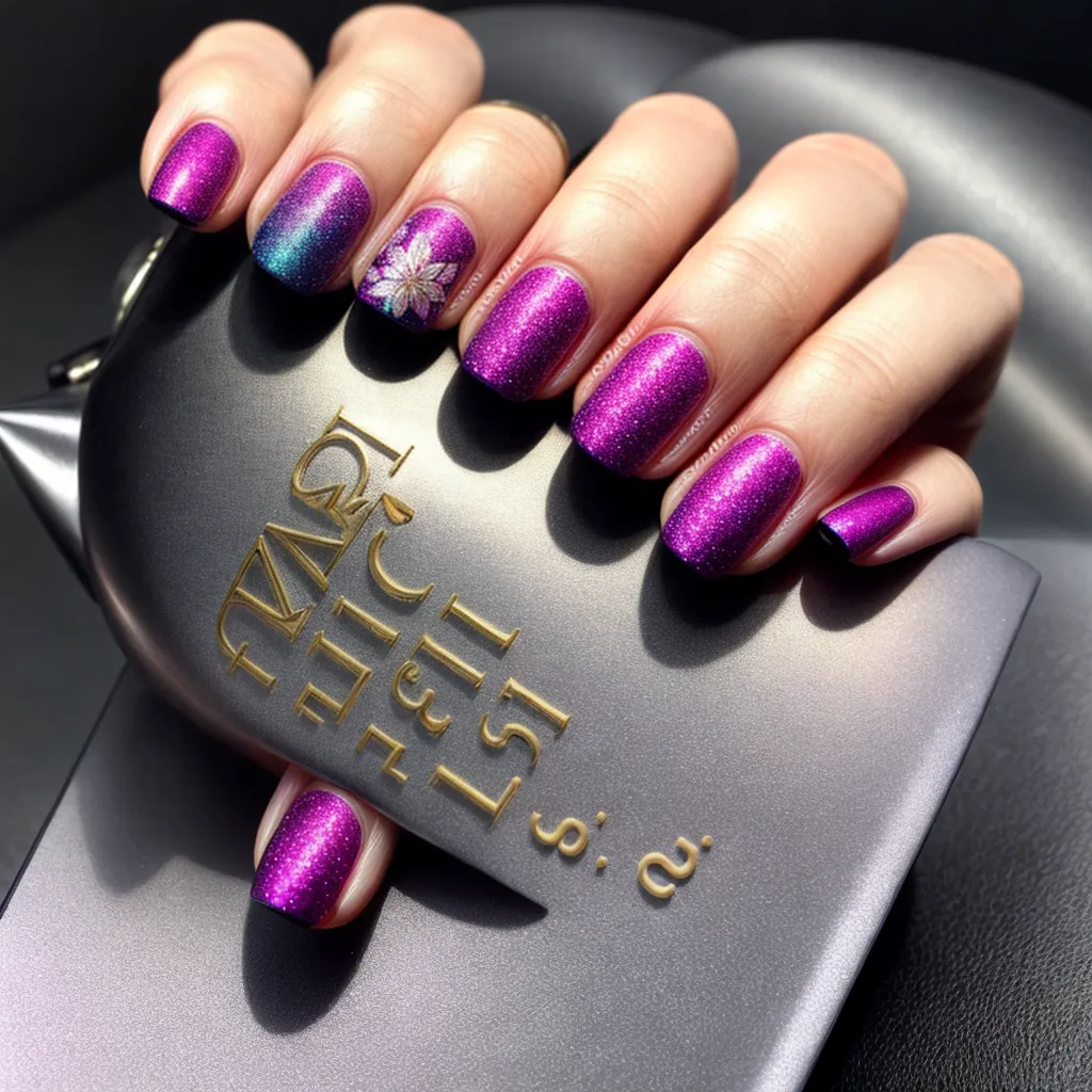 unhas tendencia floral ombre glitter