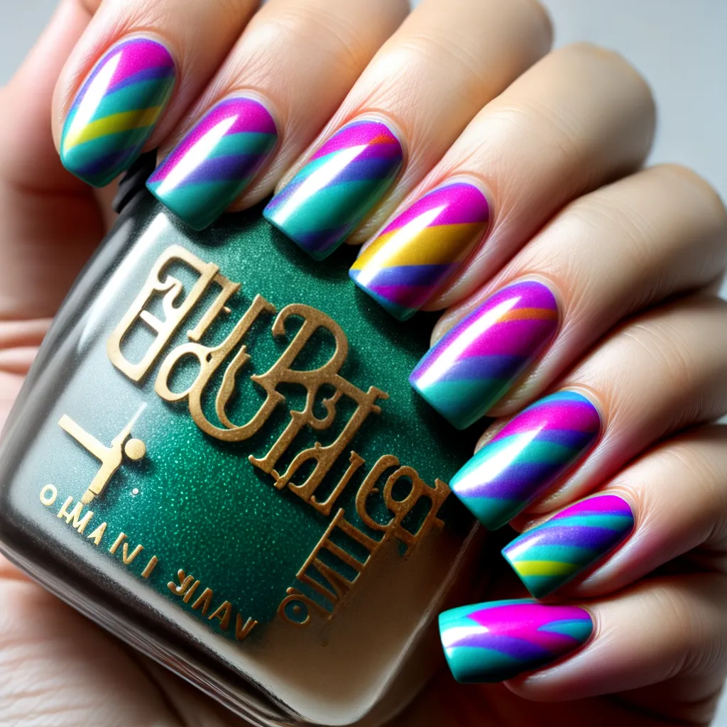 unhas arte global cores geometricas