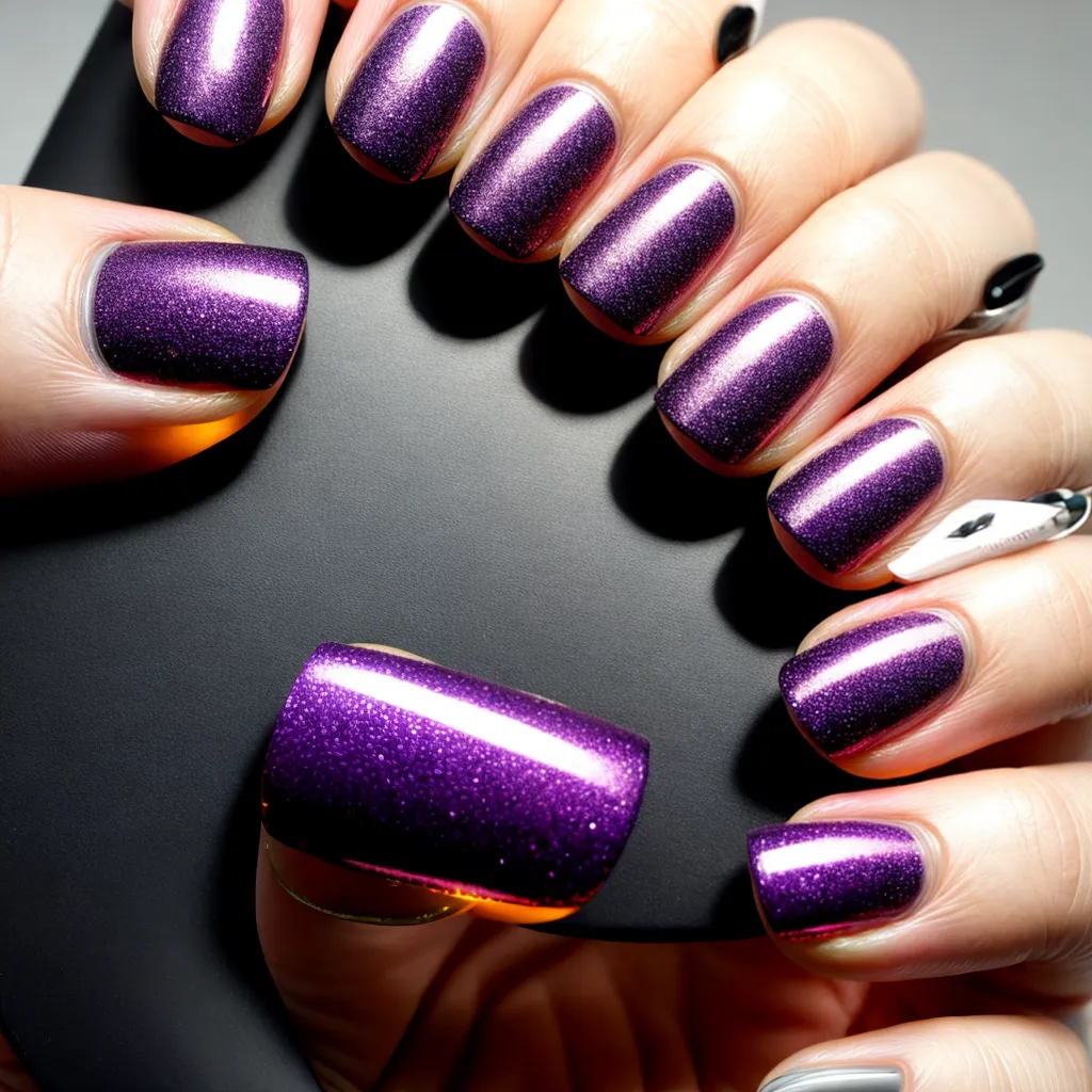 unhas texturas roxo preto prata unhas texturas roxo preto prata