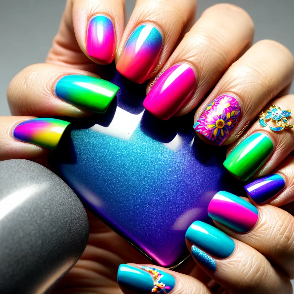 unhas artisticas cores vibrantes