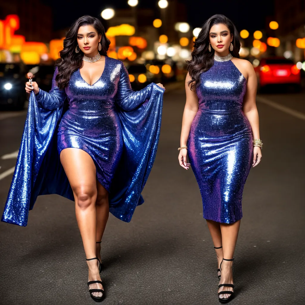 mulher plus size empoderada luzes cidade