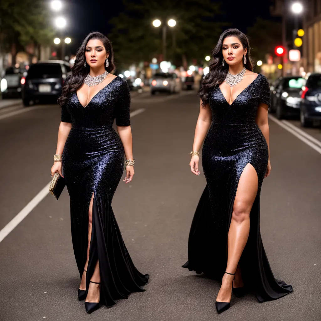 mulher plus size elegante vestido preto