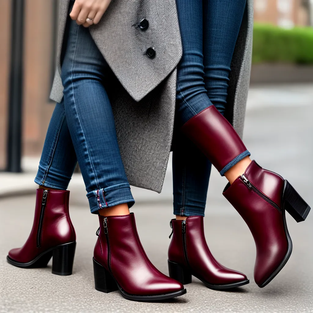 bota couro ankle burgundy sofisticada