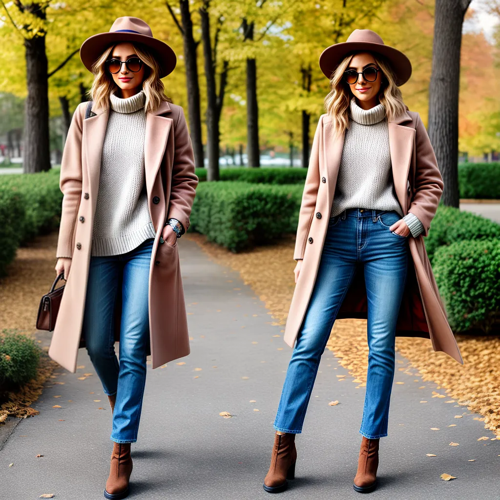 look outono mulher estilosa casaco camelo