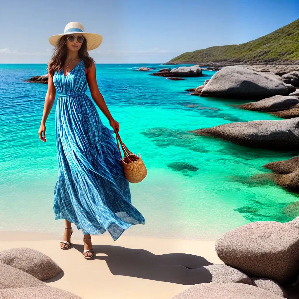 mulher estilosa praia chapeu vestido bolsa mulher estilosa praia chapeu vestido bolsa