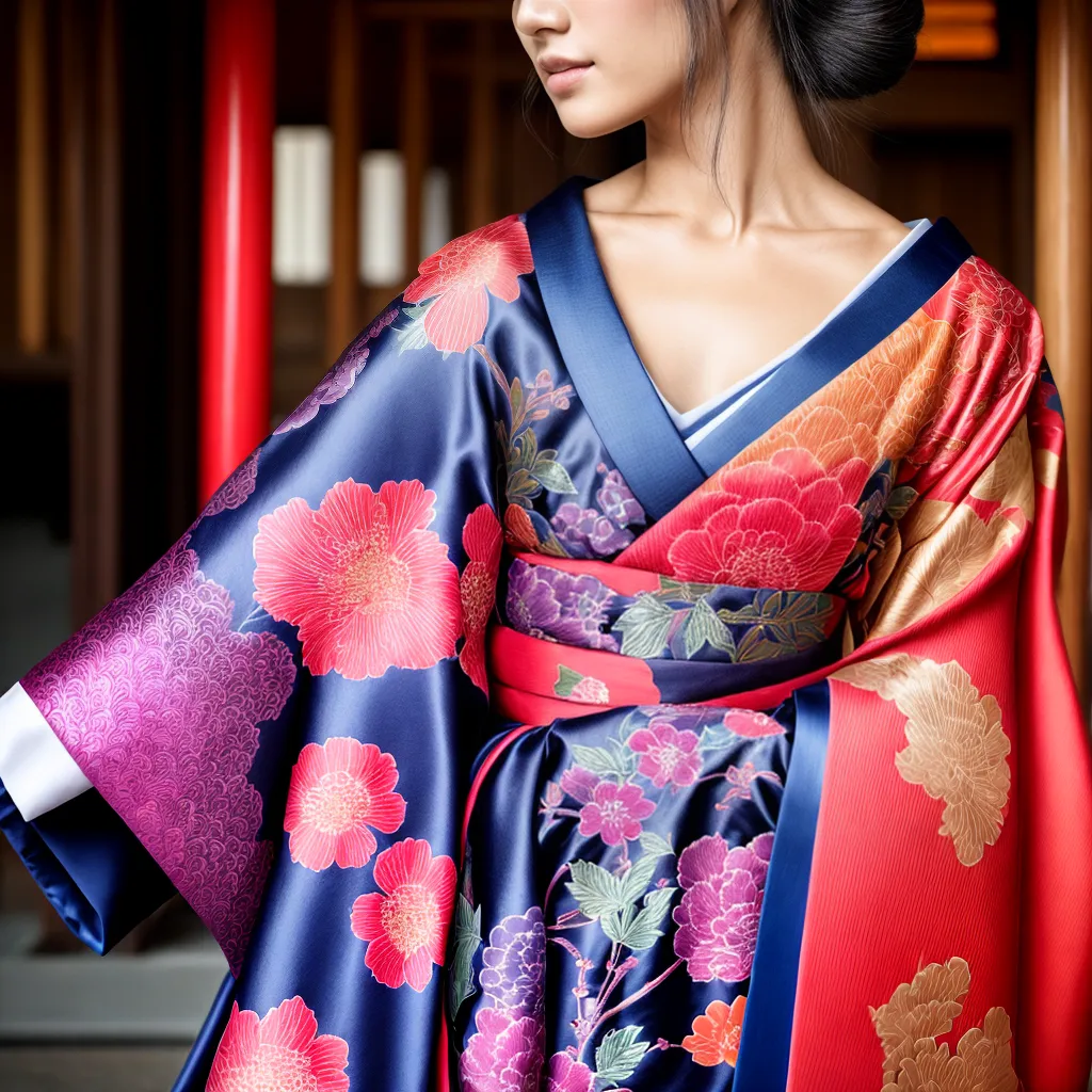 kimono floral japones artesanato