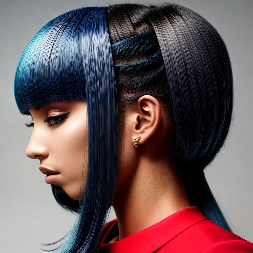 mulher cabelo azul trancas futurista