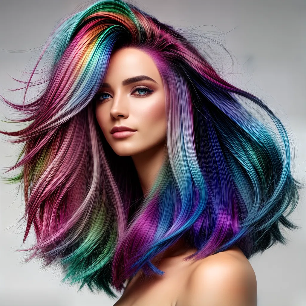 mulher cabelos coloridos modernos