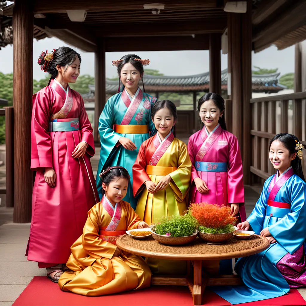 familia hanbok mesa tradicional coreana