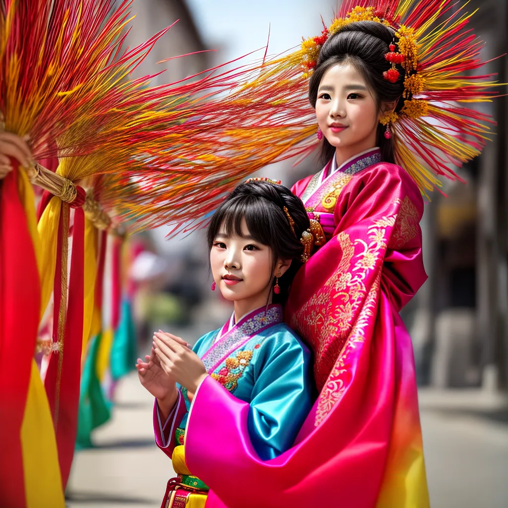 hanbok tradicional coreano bordado colorido