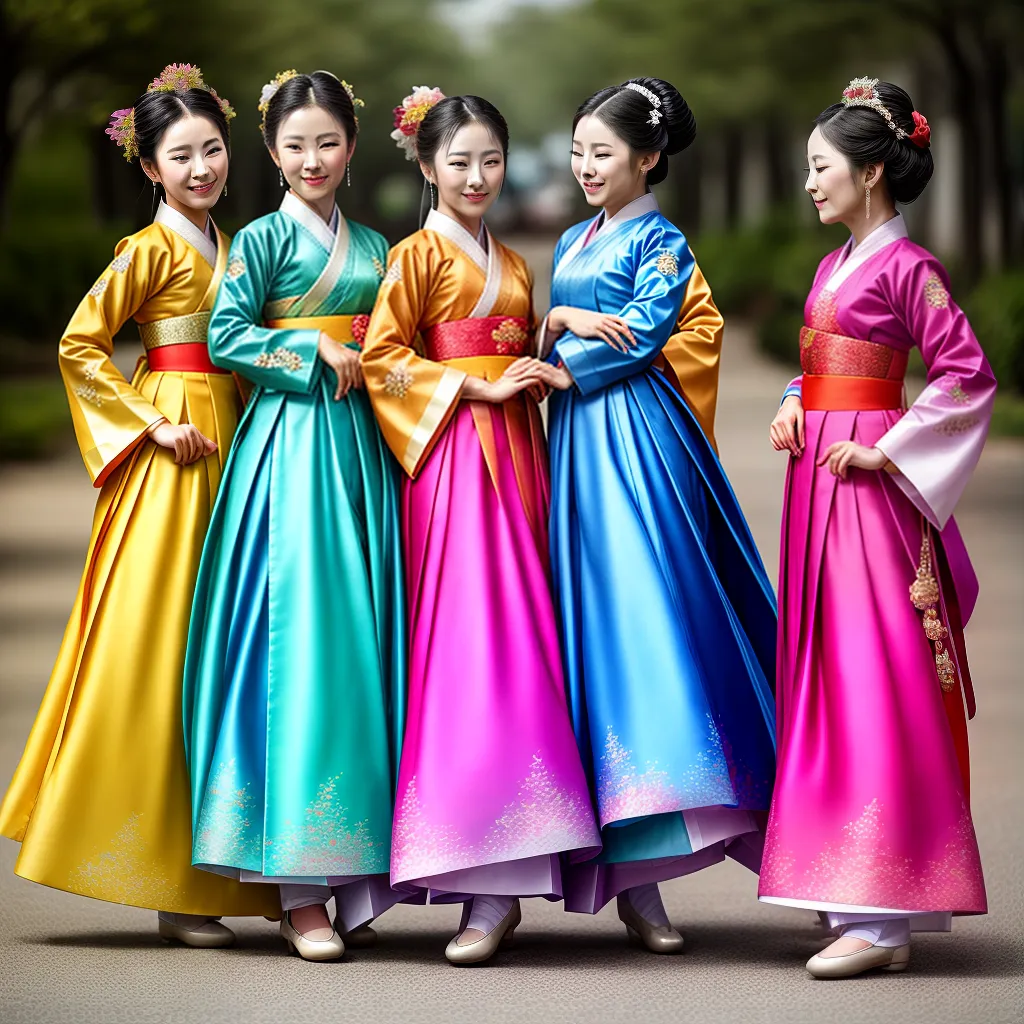 danca hanbok colorido tradicional coreana danca hanbok colorido tradicional coreana