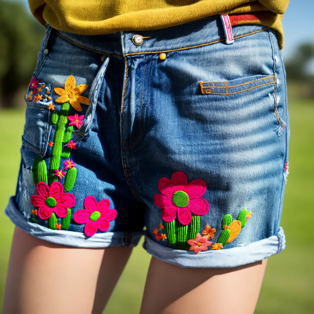 shorts jeans patches bordados