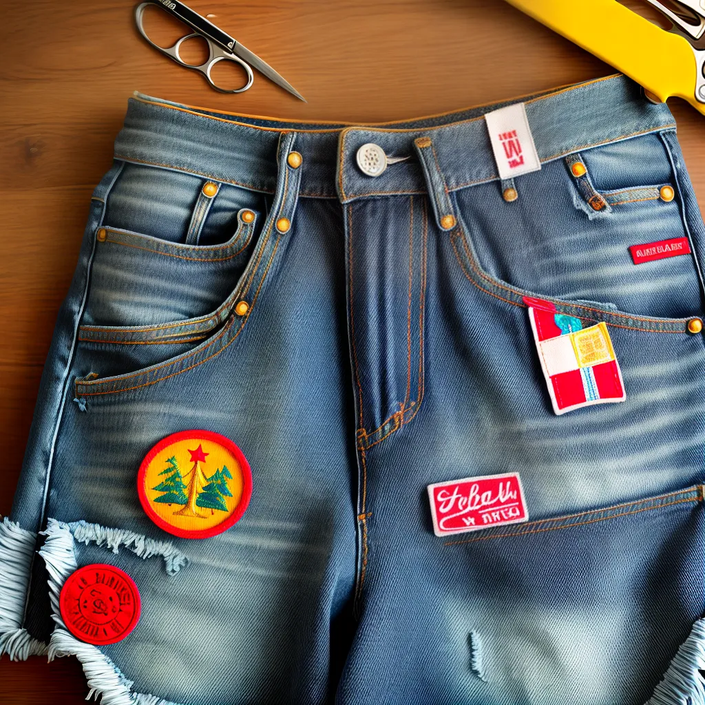 shorts jeans patches costura personalizado