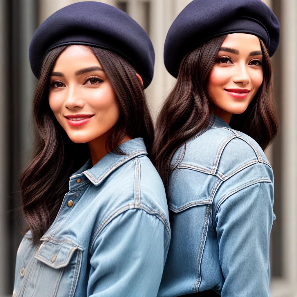 mulher beret elegante sorriso
