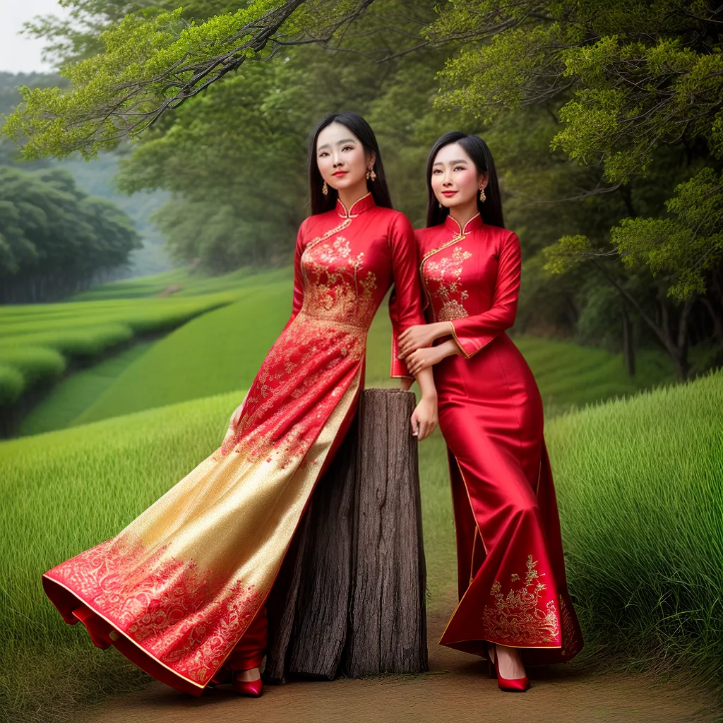 ao dai tradicional mulher campos de arroz