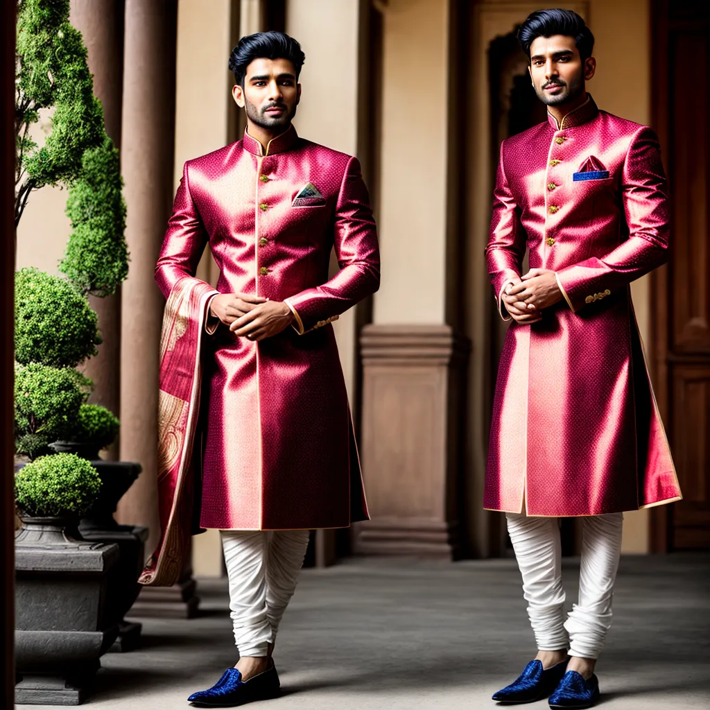 noivo sherwani bordado tradicional