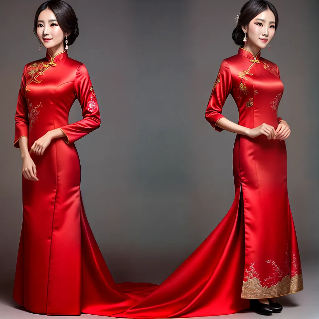 cheongsam vermelho bordado elegancia