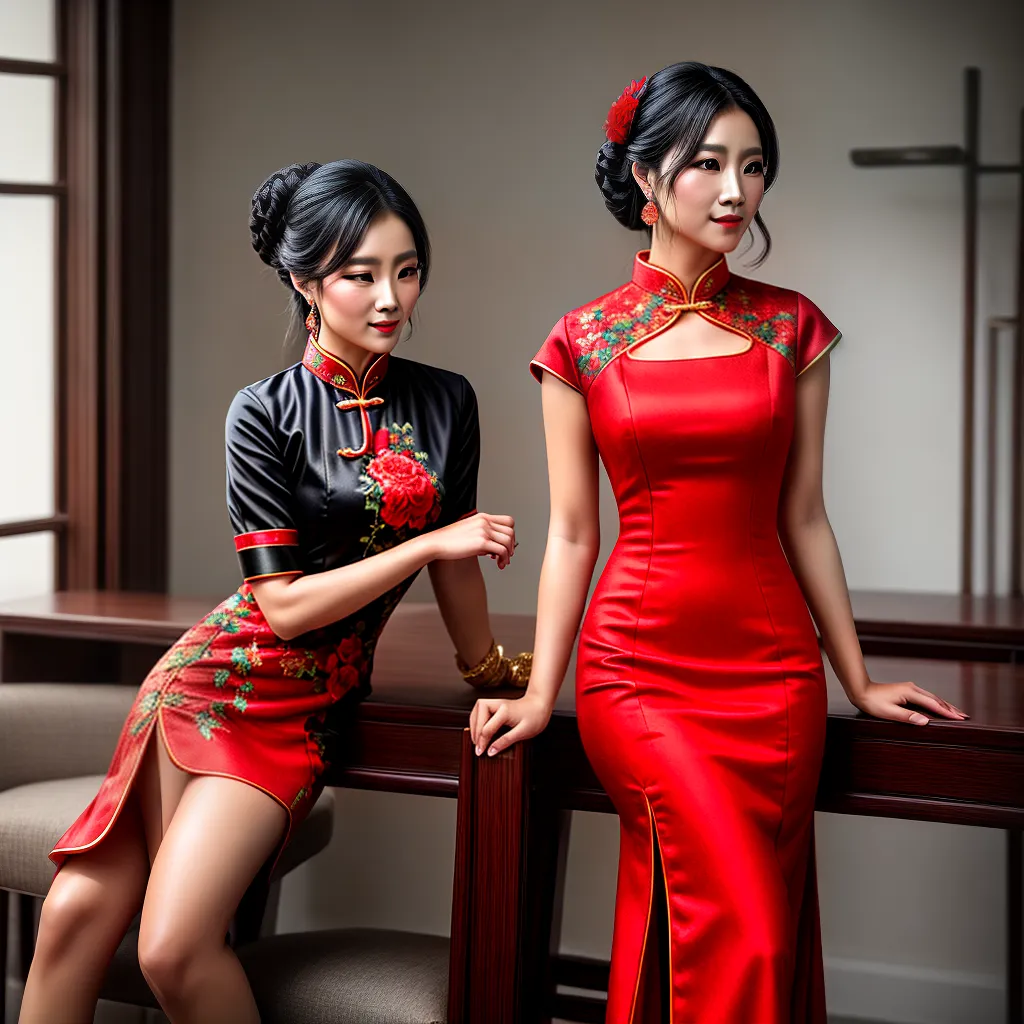 cheongsam vermelho bordado elegancia 1
