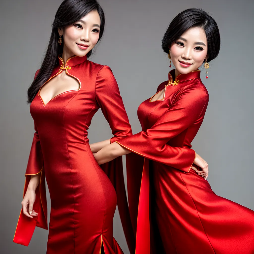 mulher cheongsam vermelho elegante 3