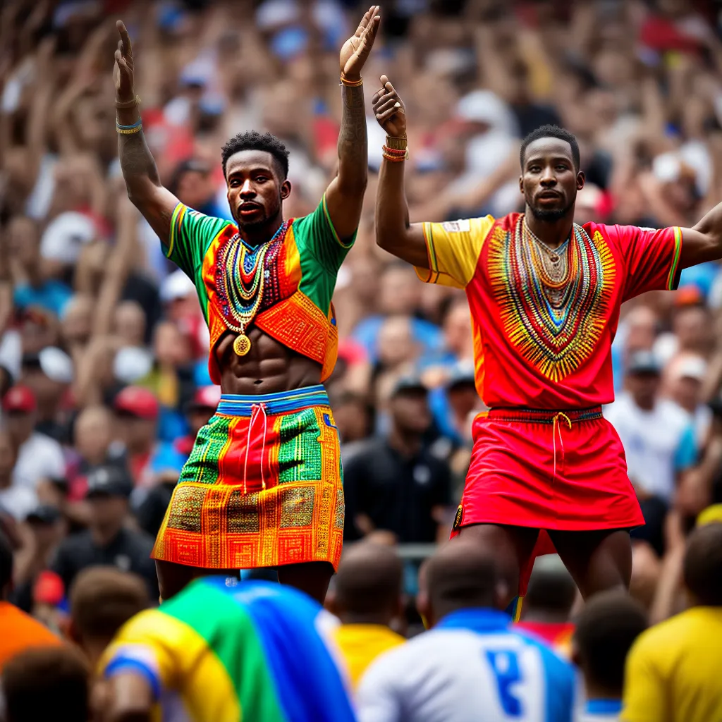 dashiki colorido musico palco multidao