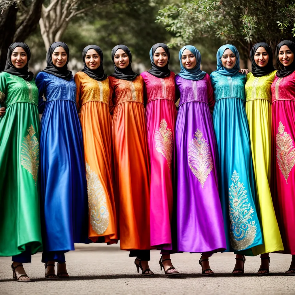 danca tradicional mulheres abayas coloridas