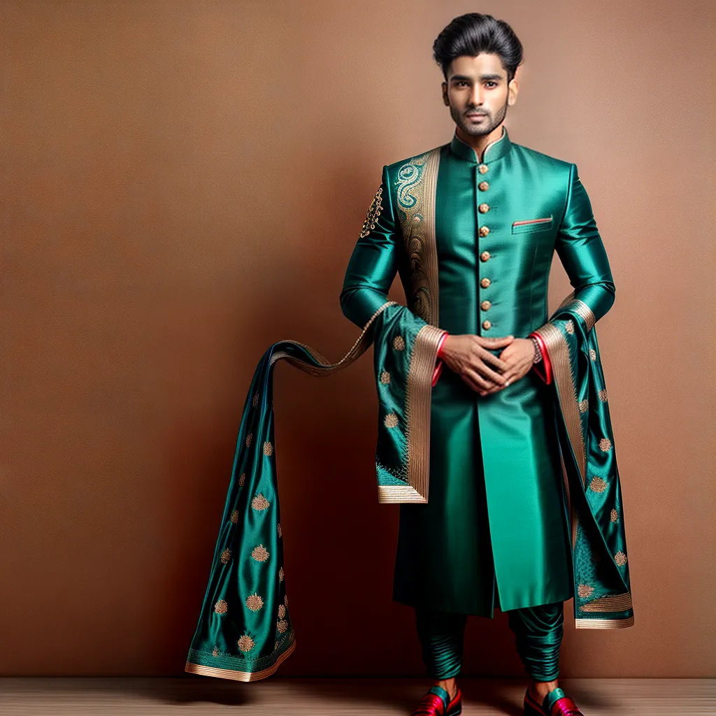homem estiloso sherwani fusao moda 1