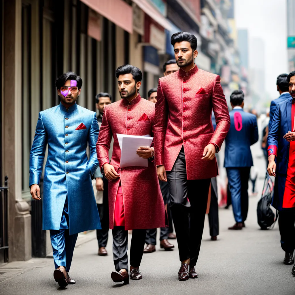 homem estiloso sherwani rua movimentada