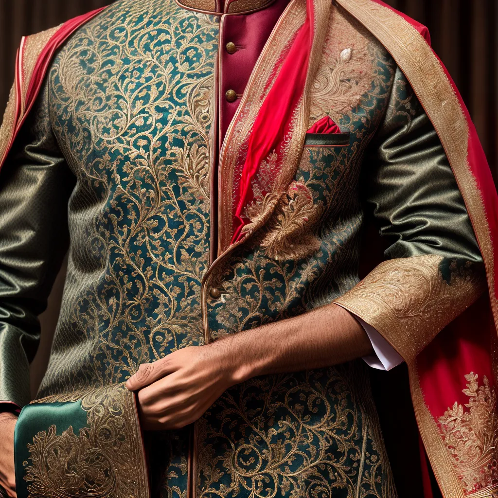 sherwani bordado intrincado cores vibrantes