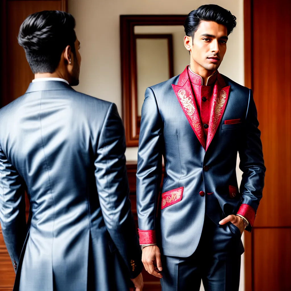 homem estiloso espelho roupa jodhpuri