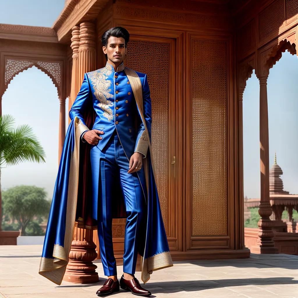 homem estiloso jodhpuri traje palacio