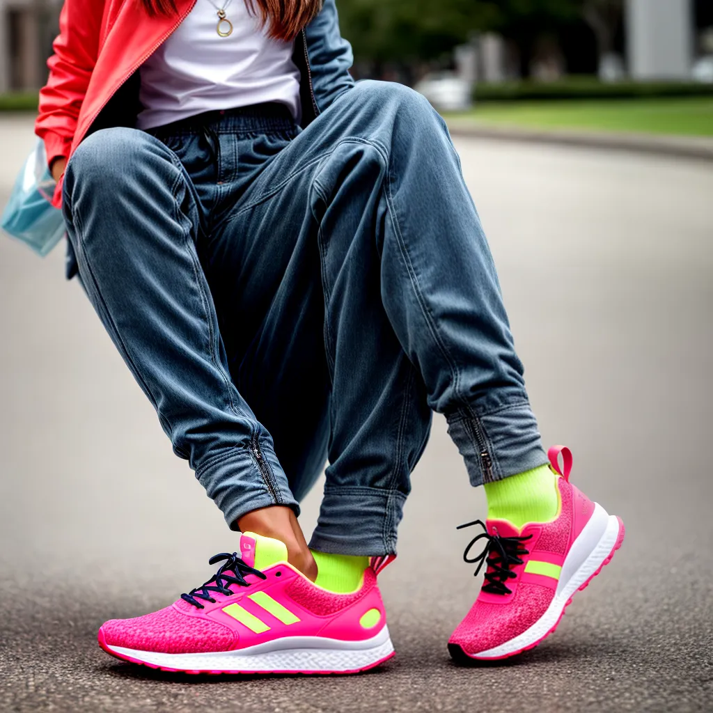 mulher estilosa jogger colorido