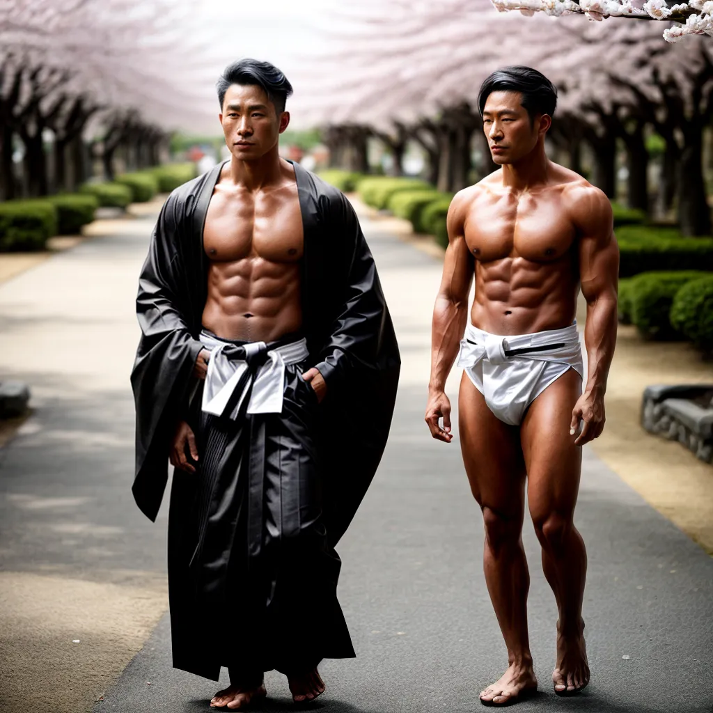 homem japones fundoshi cerejeiras