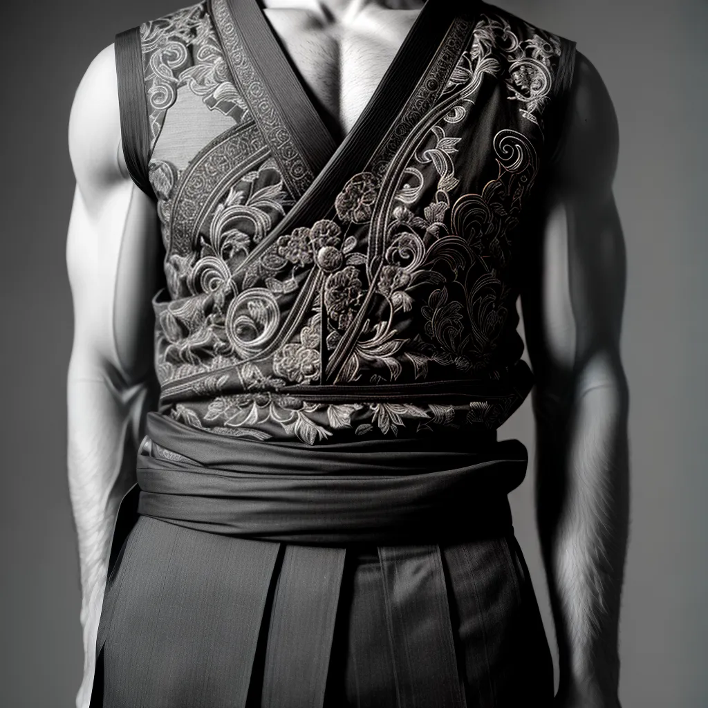 bau japones entalhes fundoshi preto e branco
