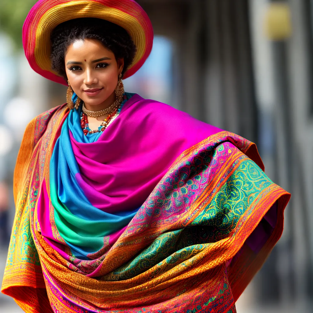 mulher rebozo colorido tradicional