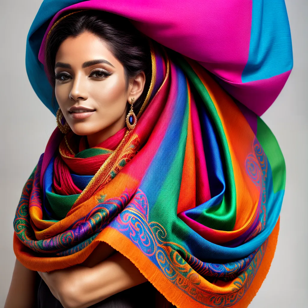 mulher rebozo colorido tradicional