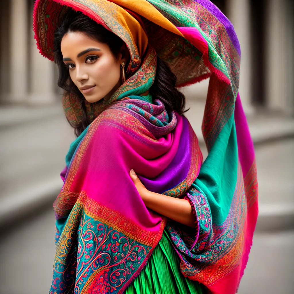 mulher rebozo colorido tradicional 1