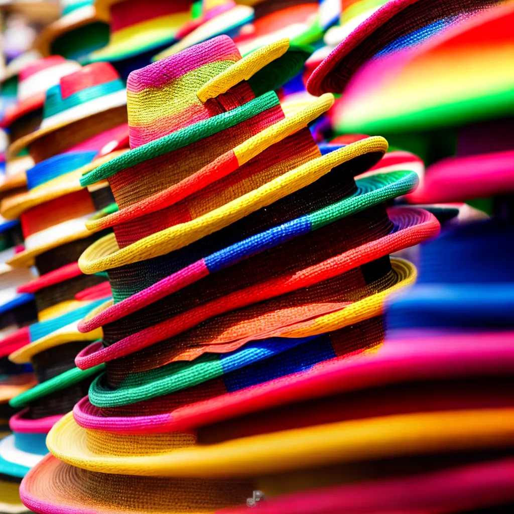 sombreros mexicanos coloridos rack madeira